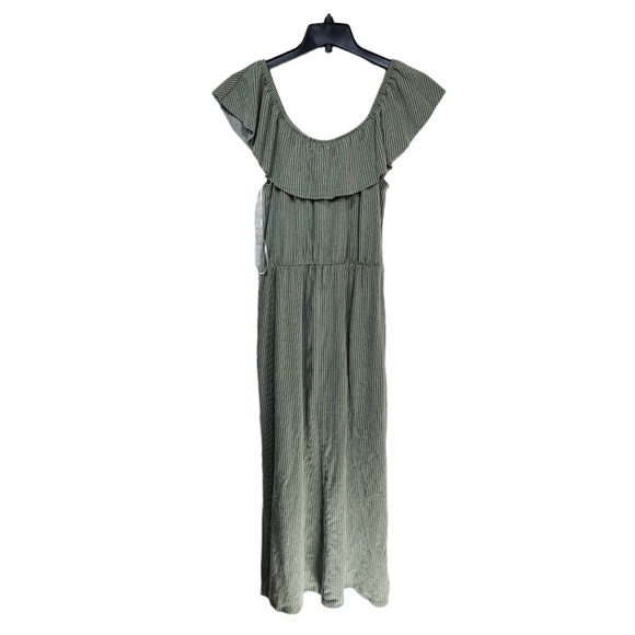 Hem & Thread Women's Rayon Blend Stripe Off-The-Shoulder Dress - S - Picture 1 of 6